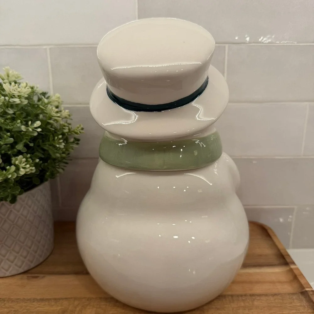 Pfaltzgraff Cookie Jar Winterberry Snowman Ceramic‎ Holiday  Christmas Decor
